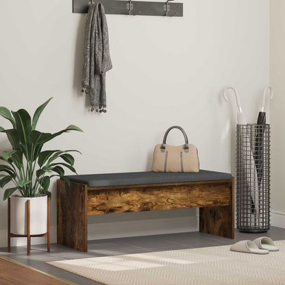 Hall Bench with Cushion Smoked Oak 103 x 38 x 40 cm