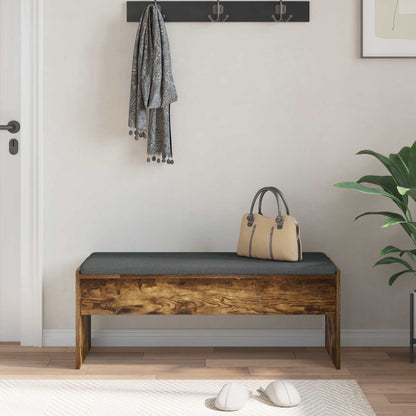Hall Bench with Cushion Smoked Oak 103 x 38 x 40 cm