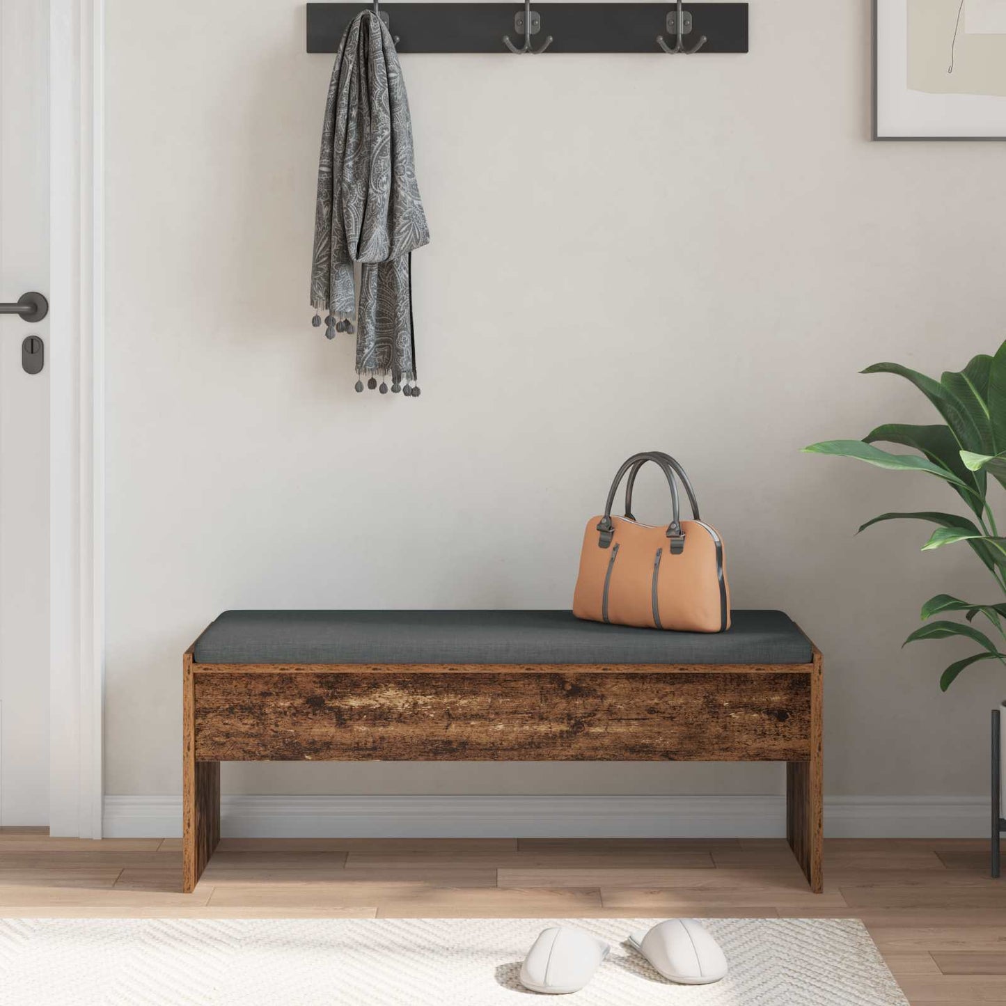 Hall Bench with Cushion Old Wood 103 x 38 x 40 cm