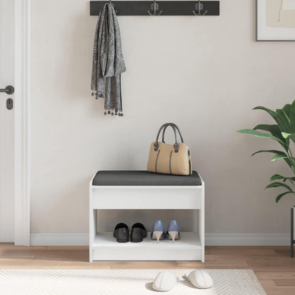 Hall Bench White 63 x 38 x 45 cm Engineered Wood and Fabric
