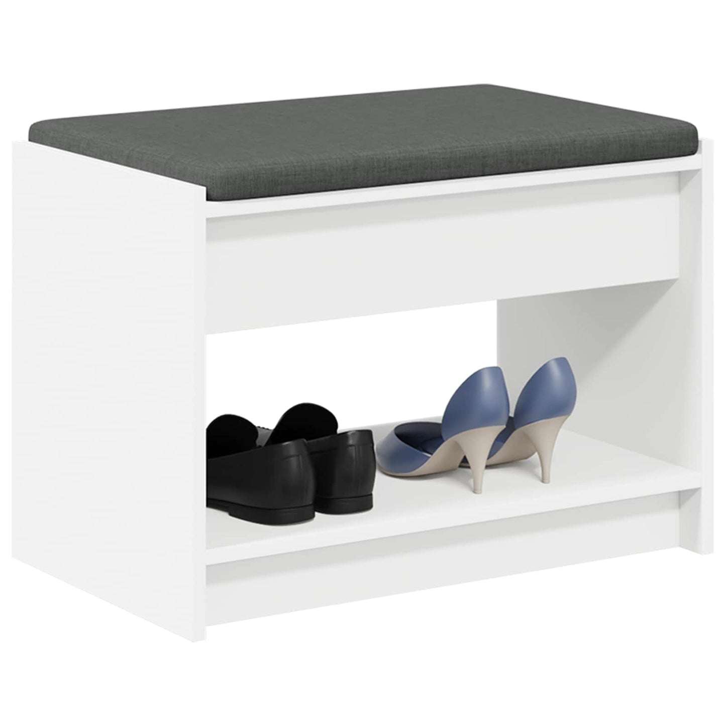 Hall Bench White 63 x 38 x 45 cm Engineered Wood and Fabric