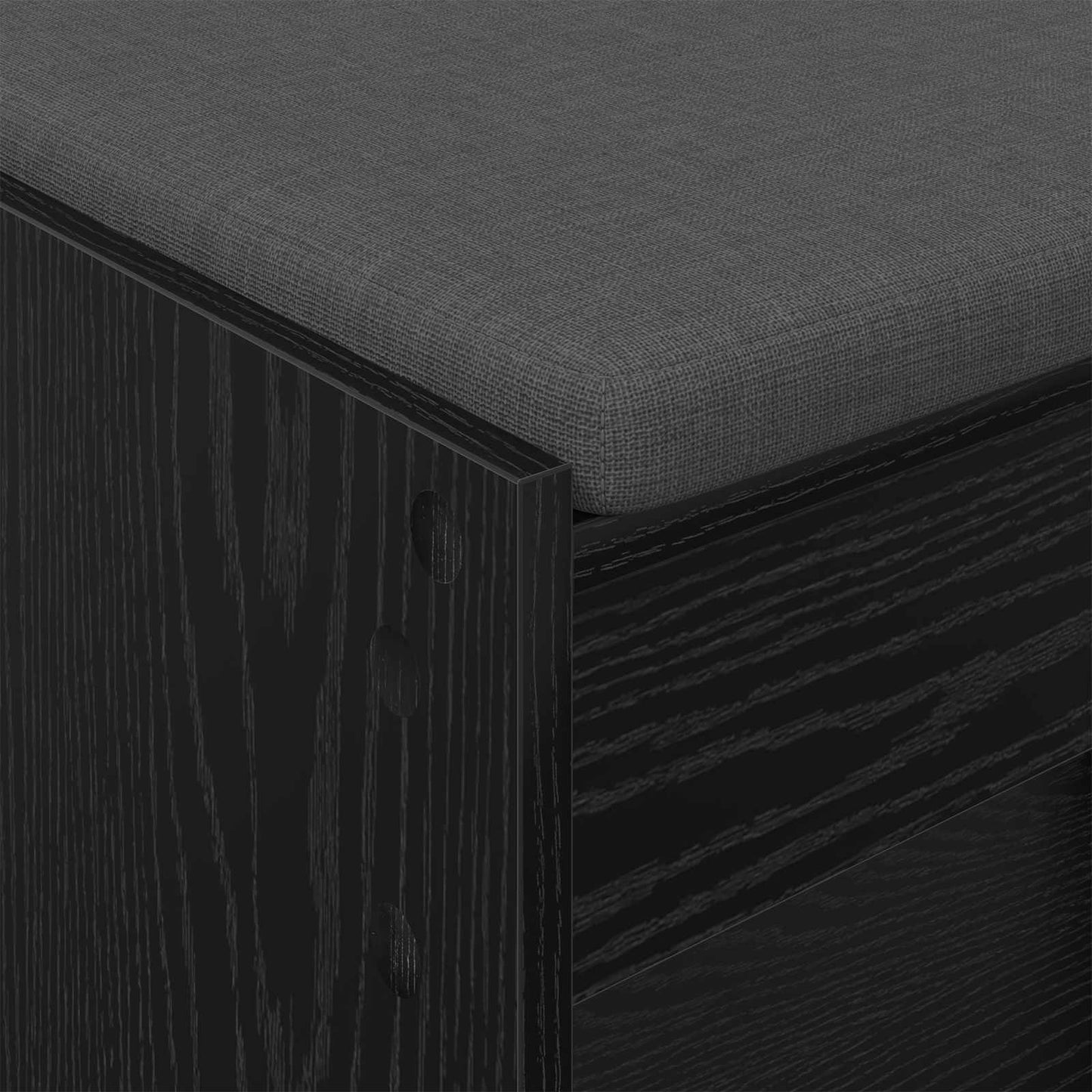 Hall Bench Black Oak 63 x 38 x 45 cm Engineered Wood and Fabric
