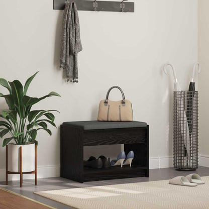 Hall Bench Black Oak 63 x 38 x 45 cm Engineered Wood and Fabric