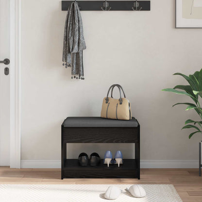 Hall Bench Black Oak 63 x 38 x 45 cm Engineered Wood and Fabric