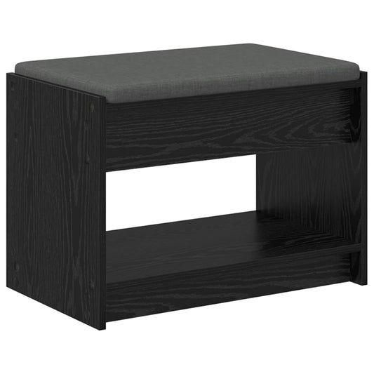 Hall Bench Black Oak 63 x 38 x 45 cm Engineered Wood and Fabric