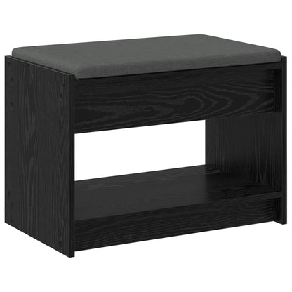 Hall Bench Black Oak 63 x 38 x 45 cm Engineered Wood and Fabric