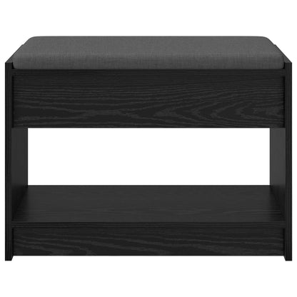 Hall Bench Black Oak 63 x 38 x 45 cm Engineered Wood and Fabric