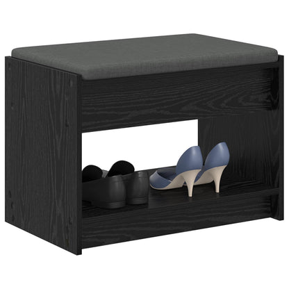 Hall Bench Black Oak 63 x 38 x 45 cm Engineered Wood and Fabric