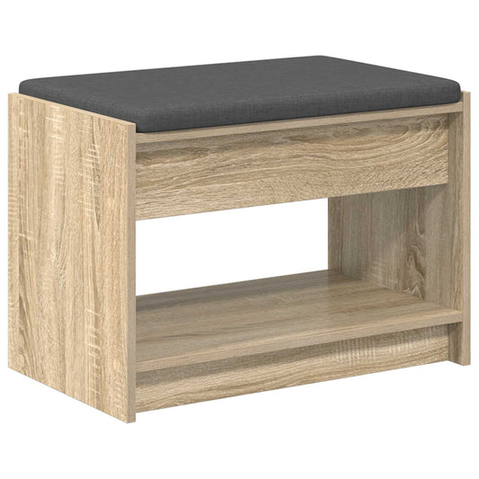 Hall Bench with Cushion with Shelf Sonoma Oak 63 x 38 x 45 cm