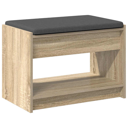 Hall Bench with Cushion with Shelf Sonoma Oak 63 x 38 x 45 cm