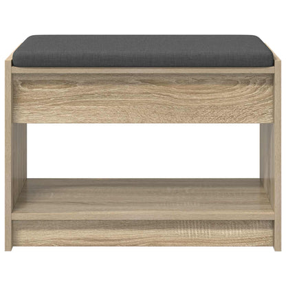 Hall Bench with Cushion with Shelf Sonoma Oak 63 x 38 x 45 cm