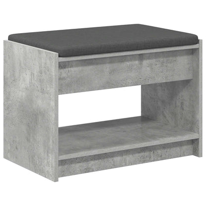 Hall Bench with Cushion Concrete Grey 63 x 38 x 45 cm