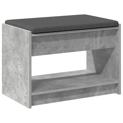 Hall Bench with Cushion Concrete Grey 63 x 38 x 45 cm