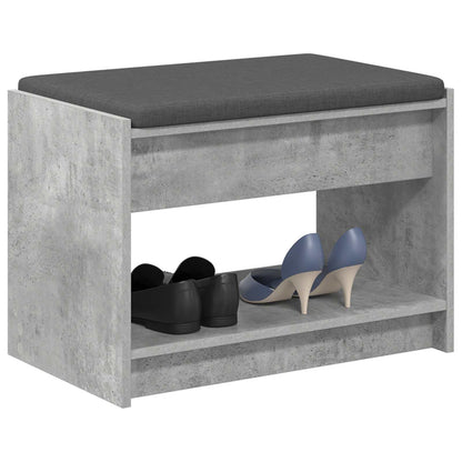 Hall Bench with Cushion Concrete Grey 63 x 38 x 45 cm