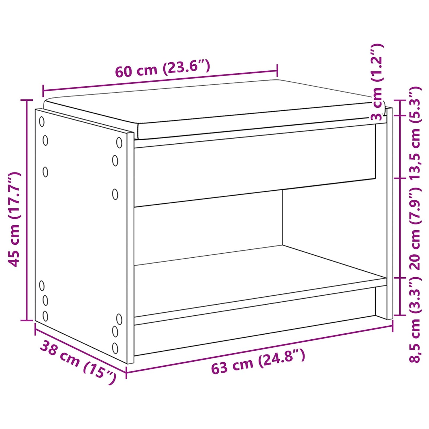 Hall Bench with Cushion Concrete Grey 63 x 38 x 45 cm