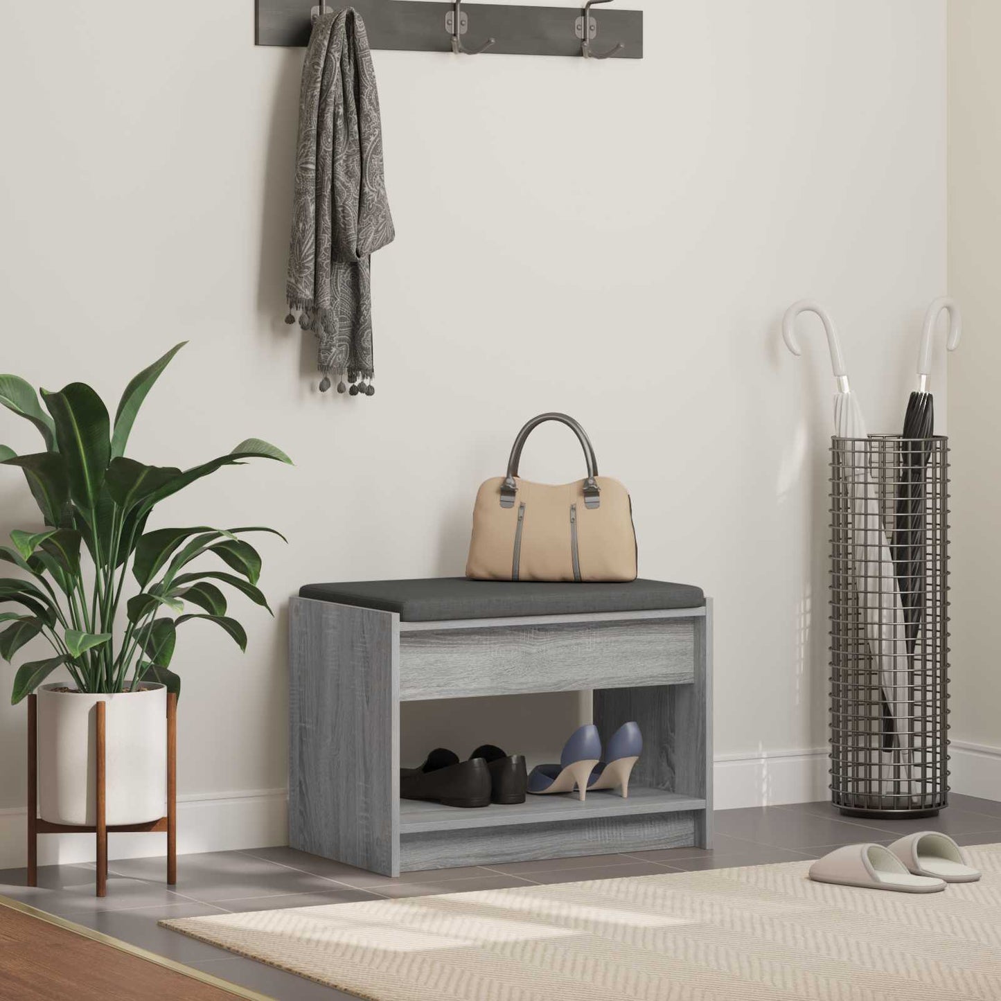 Hall Bench Grey Sonoma 63 x 38 x 45 cm