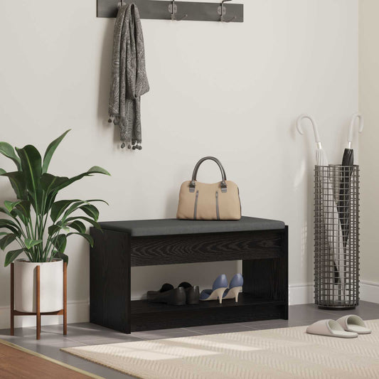 Hall Bench Black Oak 83 x 38 x 45 cm Engineered Wood and Fabric