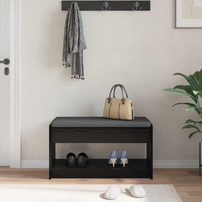 Hall Bench Black Oak 83 x 38 x 45 cm Engineered Wood and Fabric