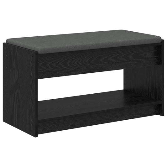 Hall Bench Black Oak 83 x 38 x 45 cm Engineered Wood and Fabric