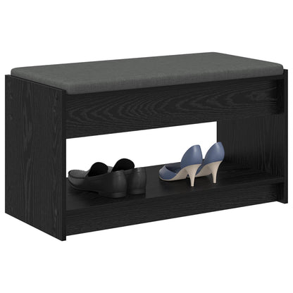 Hall Bench Black Oak 83 x 38 x 45 cm Engineered Wood and Fabric