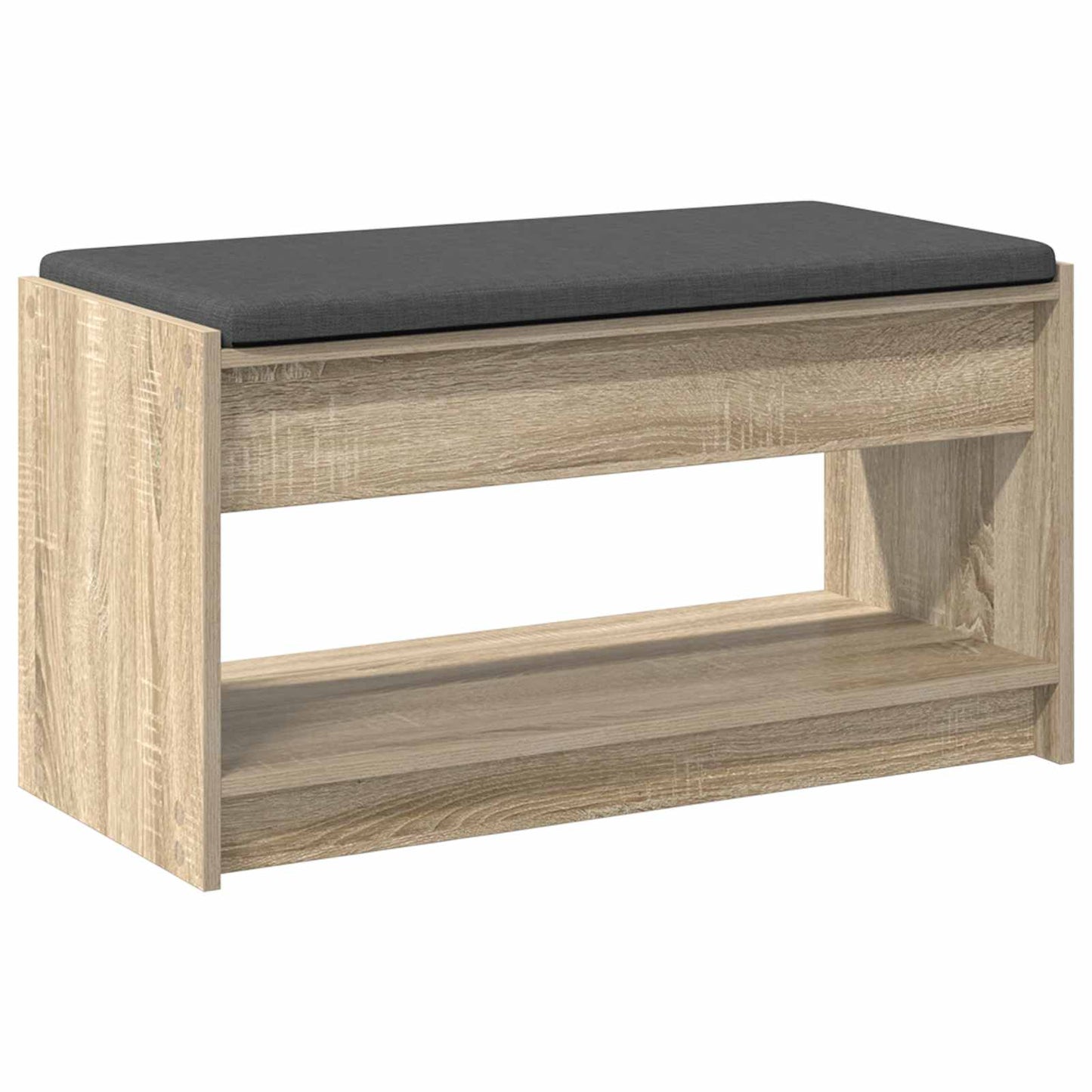 Hall Bench with Cushion with Shelf Sonoma Oak 83 x 38 x 45 cm
