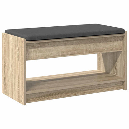 Hall Bench with Cushion with Shelf Sonoma Oak 83 x 38 x 45 cm