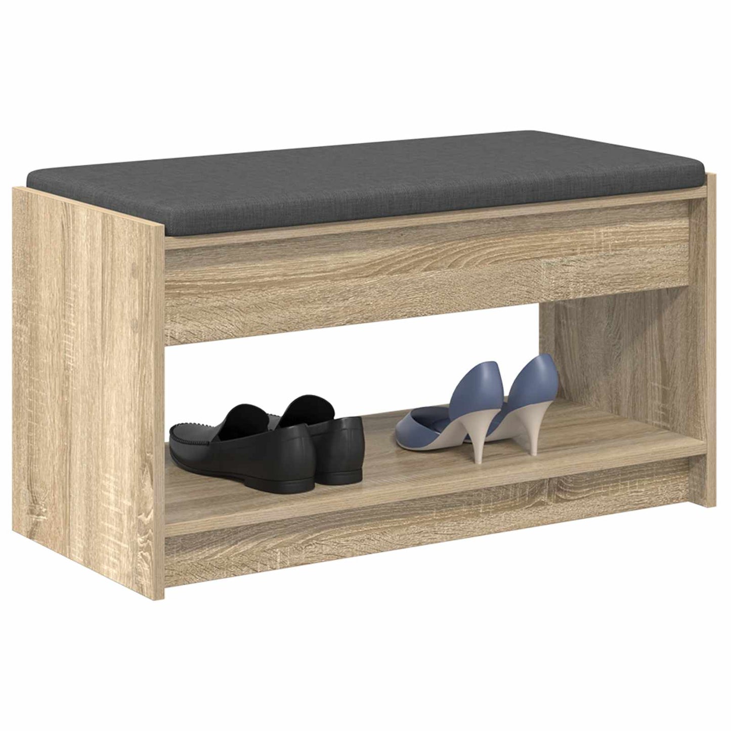 Hall Bench with Cushion with Shelf Sonoma Oak 83 x 38 x 45 cm
