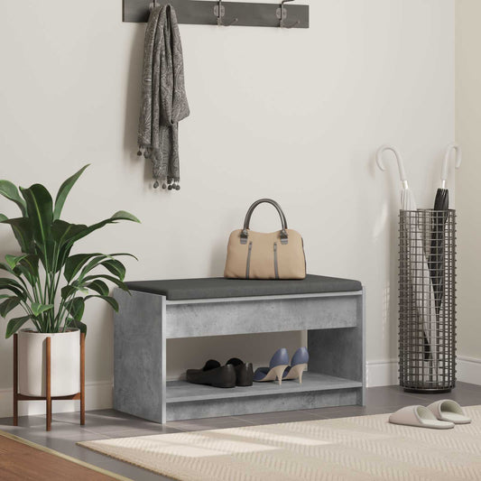 Hall Bench with Cushion Concrete Grey 83 x 38 x 45 cm