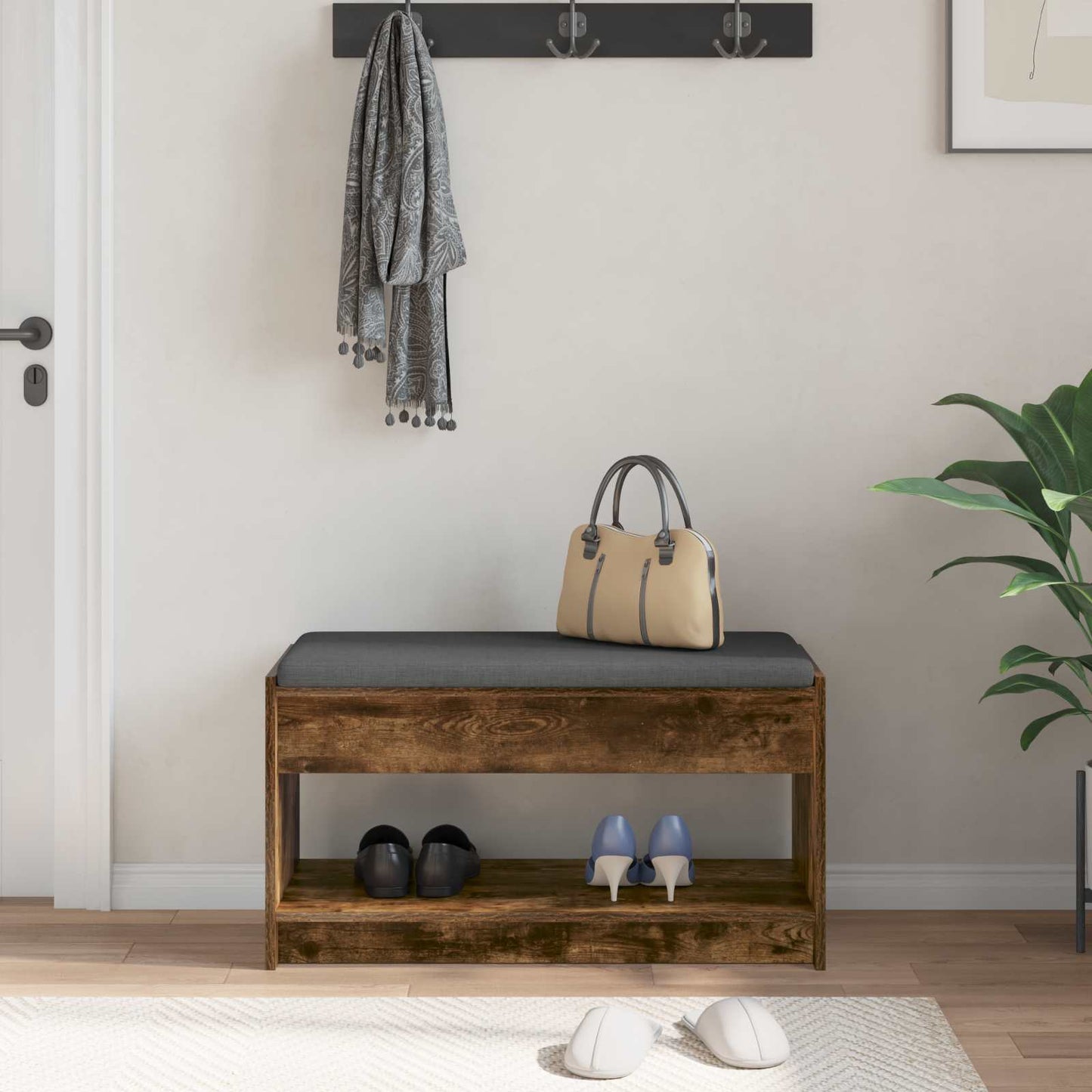 Hall Bench Smoked Oak 83 x 38 x 45 cm