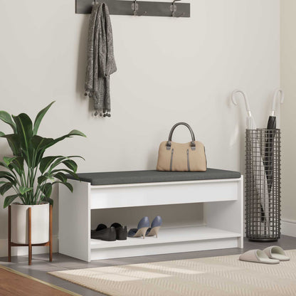 Hall Bench White 103 x 38 x 45 cm Engineered Wood and Fabric