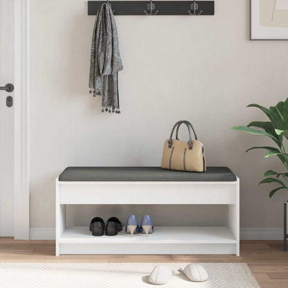 Hall Bench White 103 x 38 x 45 cm Engineered Wood and Fabric