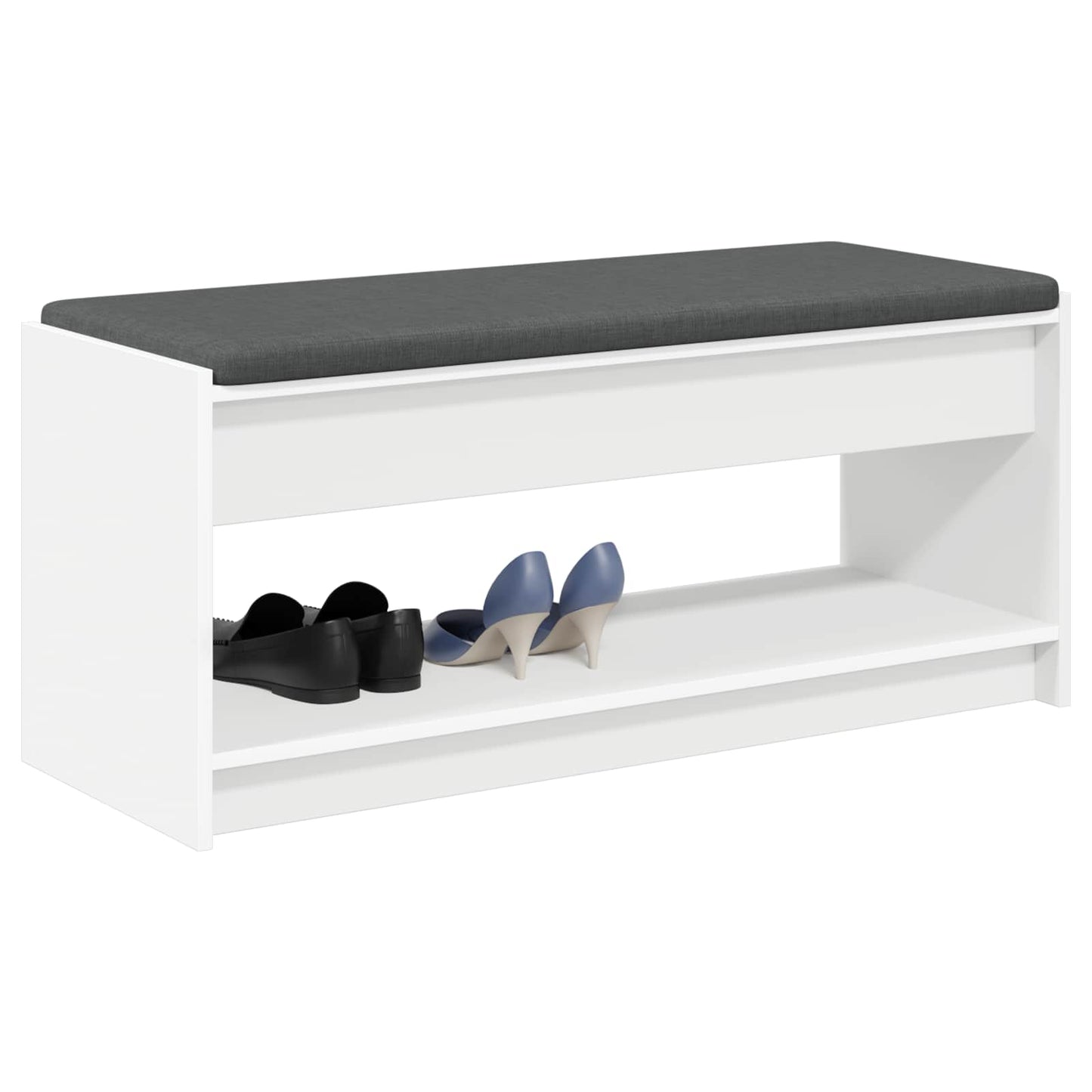 Hall Bench White 103 x 38 x 45 cm Engineered Wood and Fabric