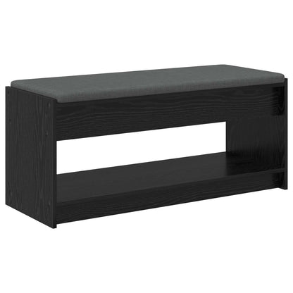 Hall Bench with Cushion with Shelf Black Oak 103 x 38 x 45 cm