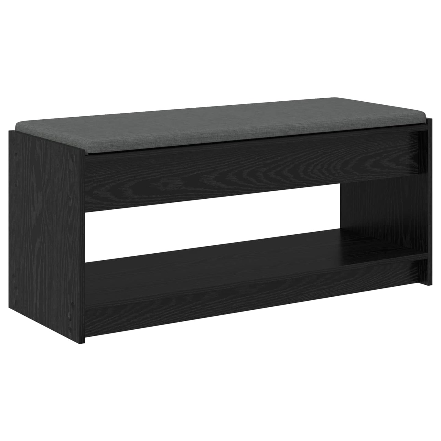 Hall Bench with Cushion with Shelf Black Oak 103 x 38 x 45 cm