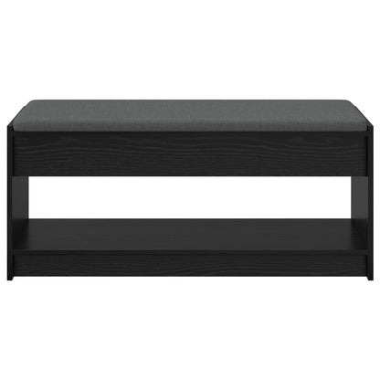 Hall Bench with Cushion with Shelf Black Oak 103 x 38 x 45 cm