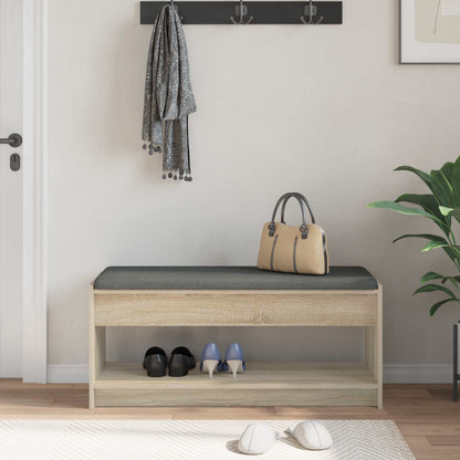 Hall Bench with Cushion with Shelf Sonoma Oak 103 x 38 x 45 cm