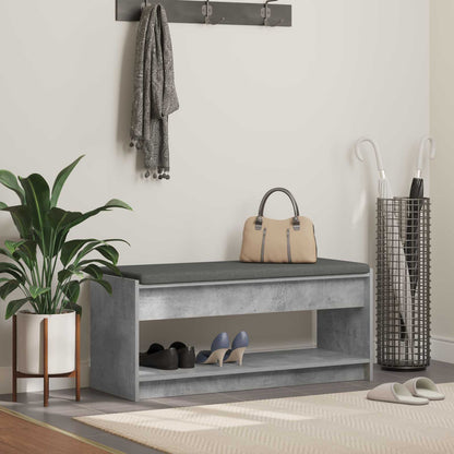 Hall Bench with Cushion Concrete Grey 103 x 38 x 45 cm