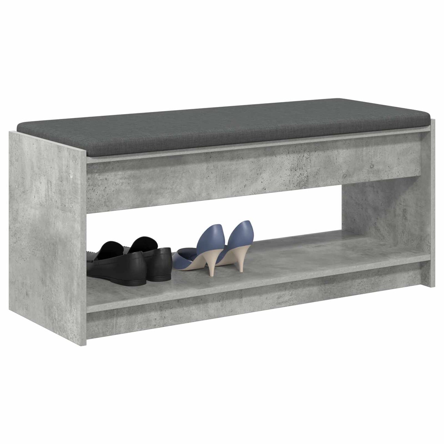 Hall Bench with Cushion Concrete Grey 103 x 38 x 45 cm