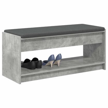 Hall Bench with Cushion Concrete Grey 103 x 38 x 45 cm