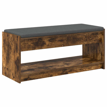 Hall Bench with Cushion with Shelf Smoked Oak 103 x 38 x 45 cm