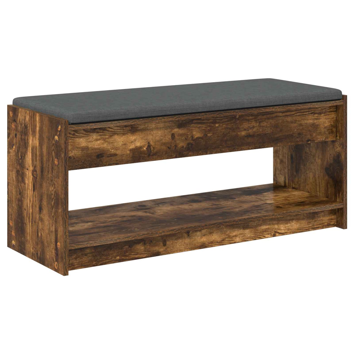 Hall Bench with Cushion with Shelf Smoked Oak 103 x 38 x 45 cm