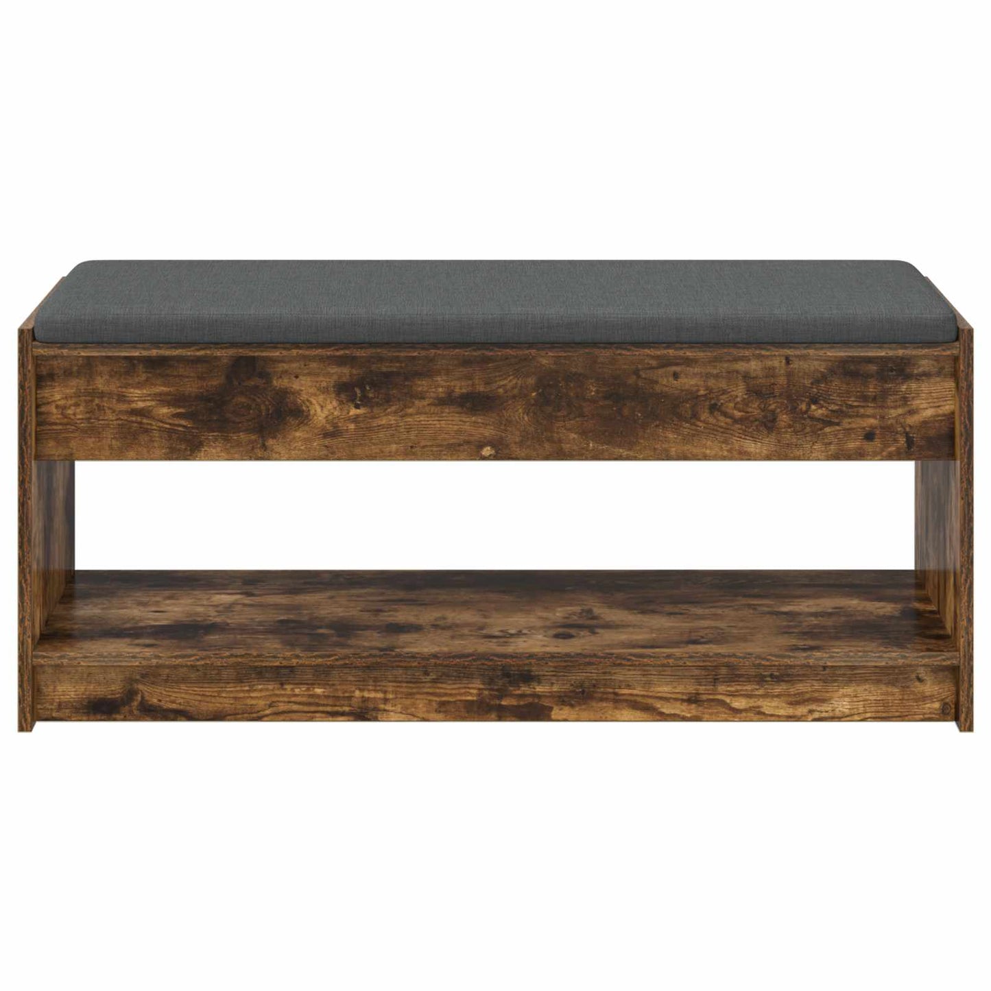 Hall Bench with Cushion with Shelf Smoked Oak 103 x 38 x 45 cm