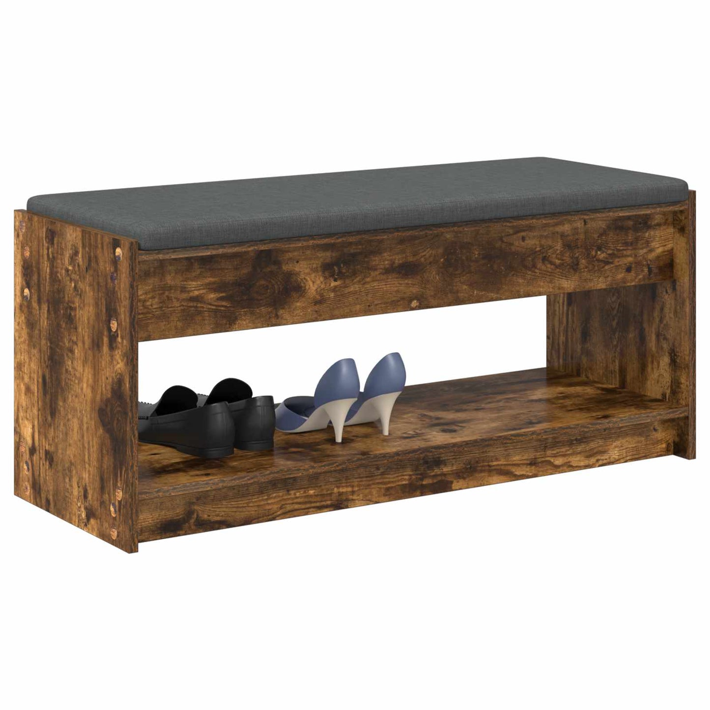 Hall Bench with Cushion with Shelf Smoked Oak 103 x 38 x 45 cm