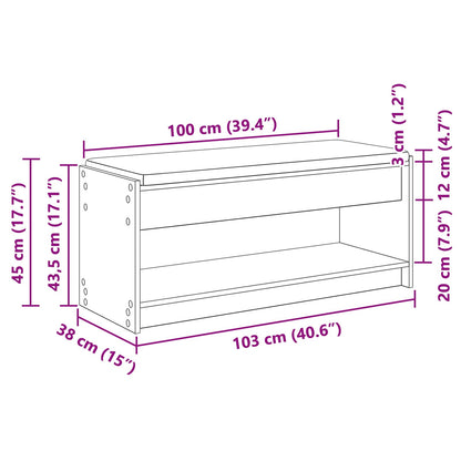 Hall Bench with Cushion with Shelf Smoked Oak 103 x 38 x 45 cm
