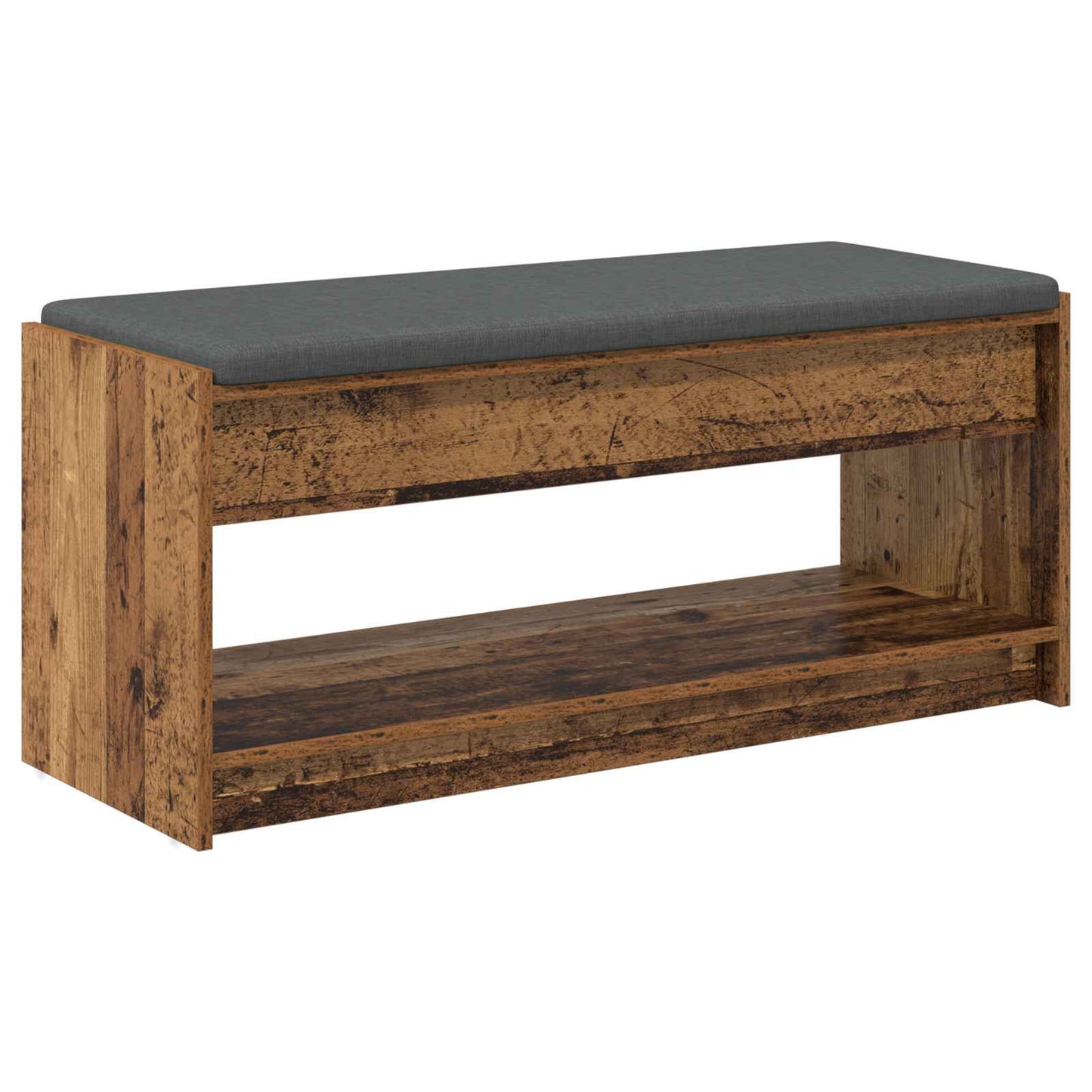 Hall Bench Old Wood 103 x 38 x 45 cm Engineered Wood and Fabric