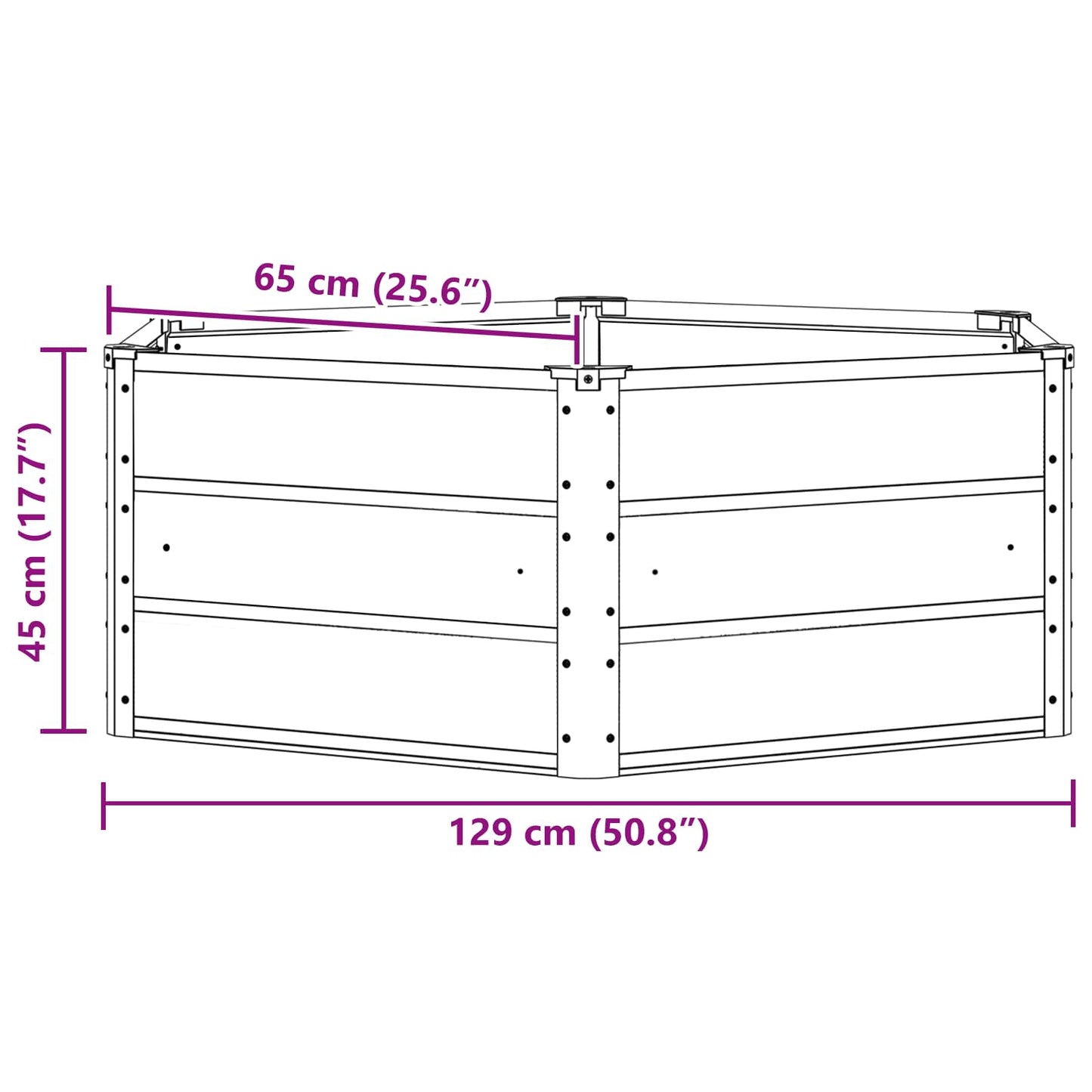 Planter Ivory 129 x 129 x 45 cm Steel