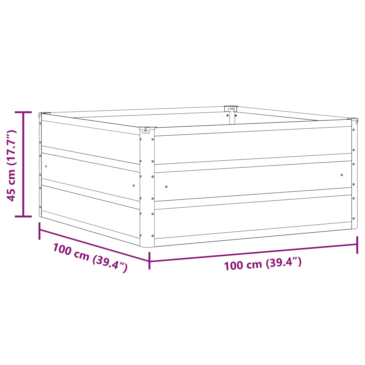 Planter Ivory 100 x 100 x 45 cm Steel