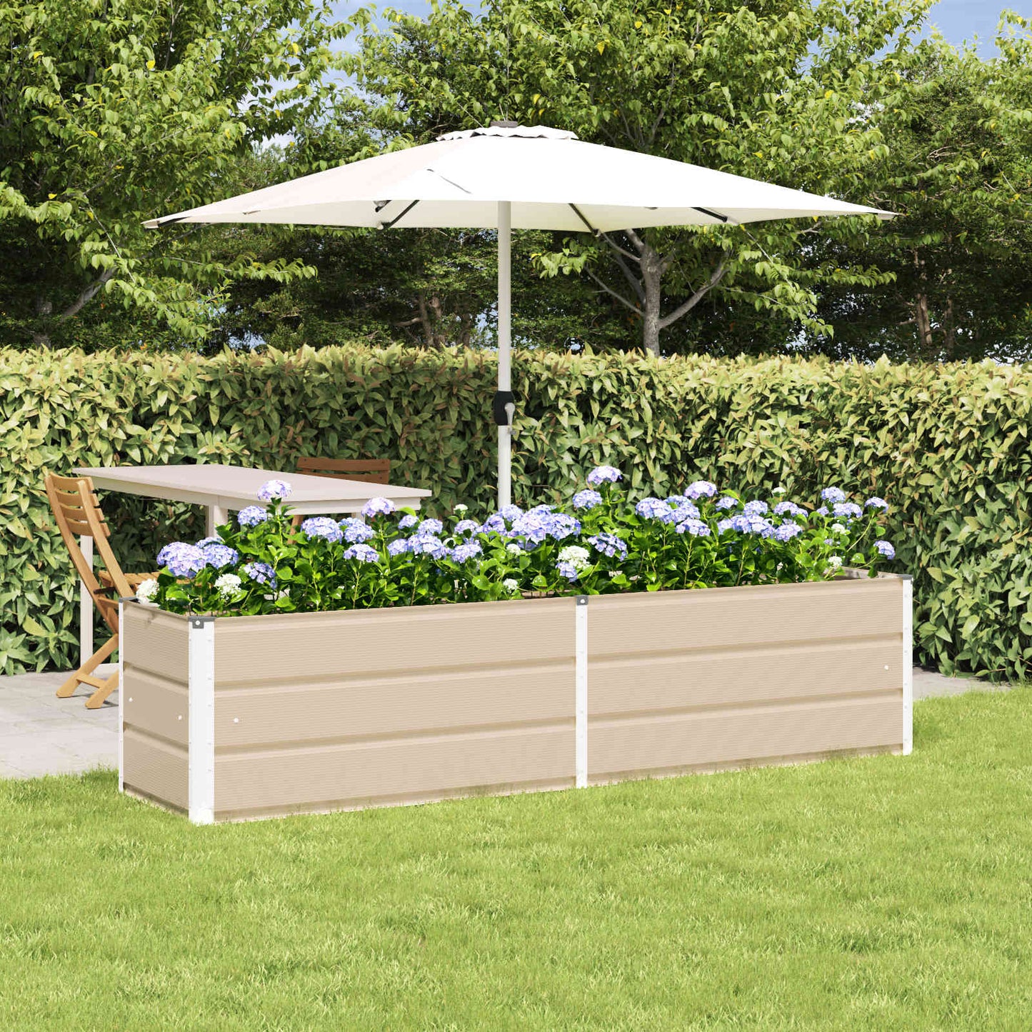 Planter Ivory 195 x 50 x 45 cm Galvanised Steel