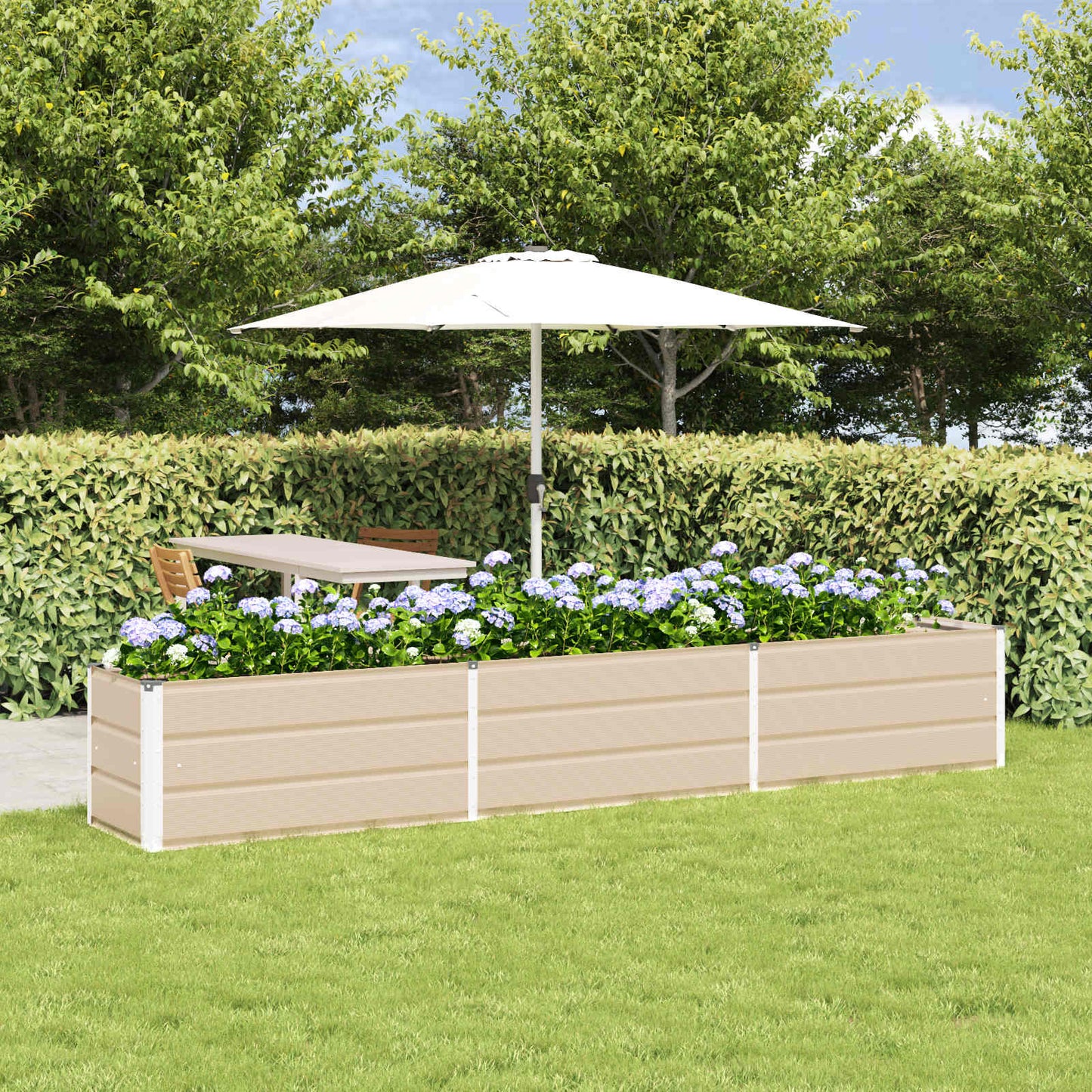 Planter Ivory 290 x 50 x 45 cm Galvanised Steel