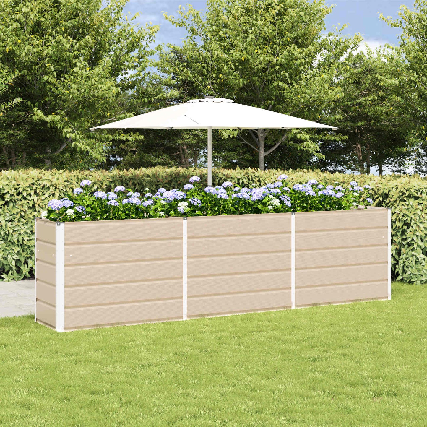 Planter Ivory 290 x 90 x 77 cm Galvanised Steel